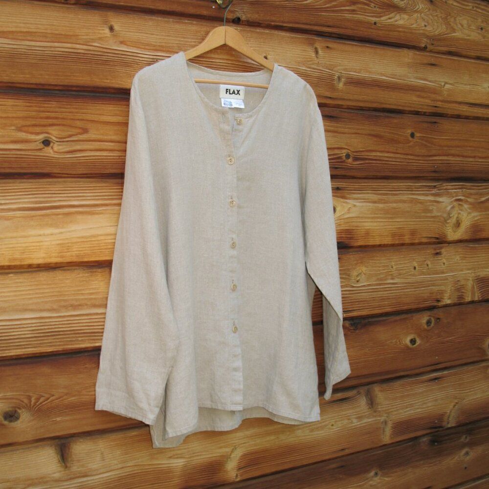 FLAX Linen Button Front Top - Picture 2 of 6